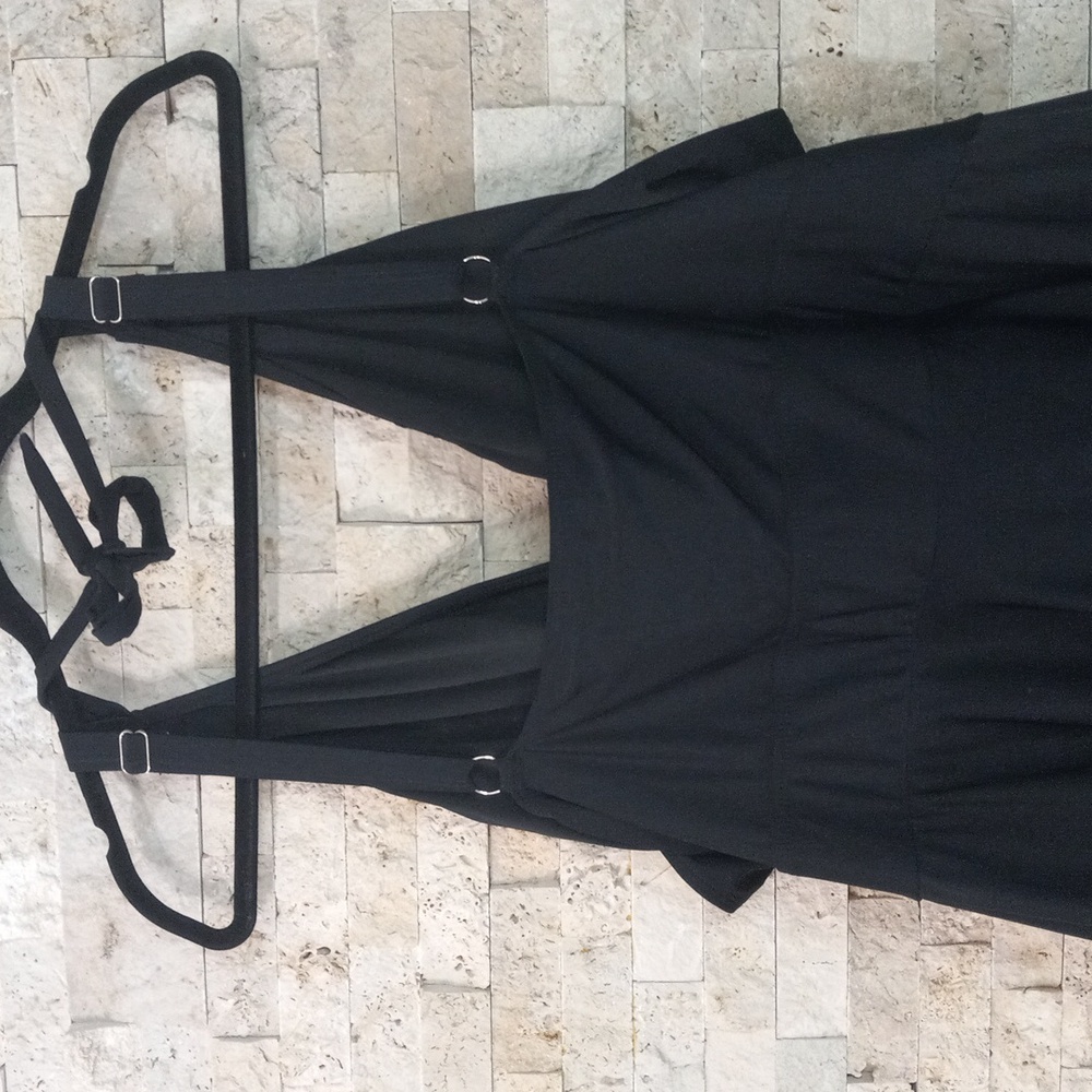 BloomChic Solid Hem Empire Waist Halter Neck Swim Dress - Picture 8 of 16